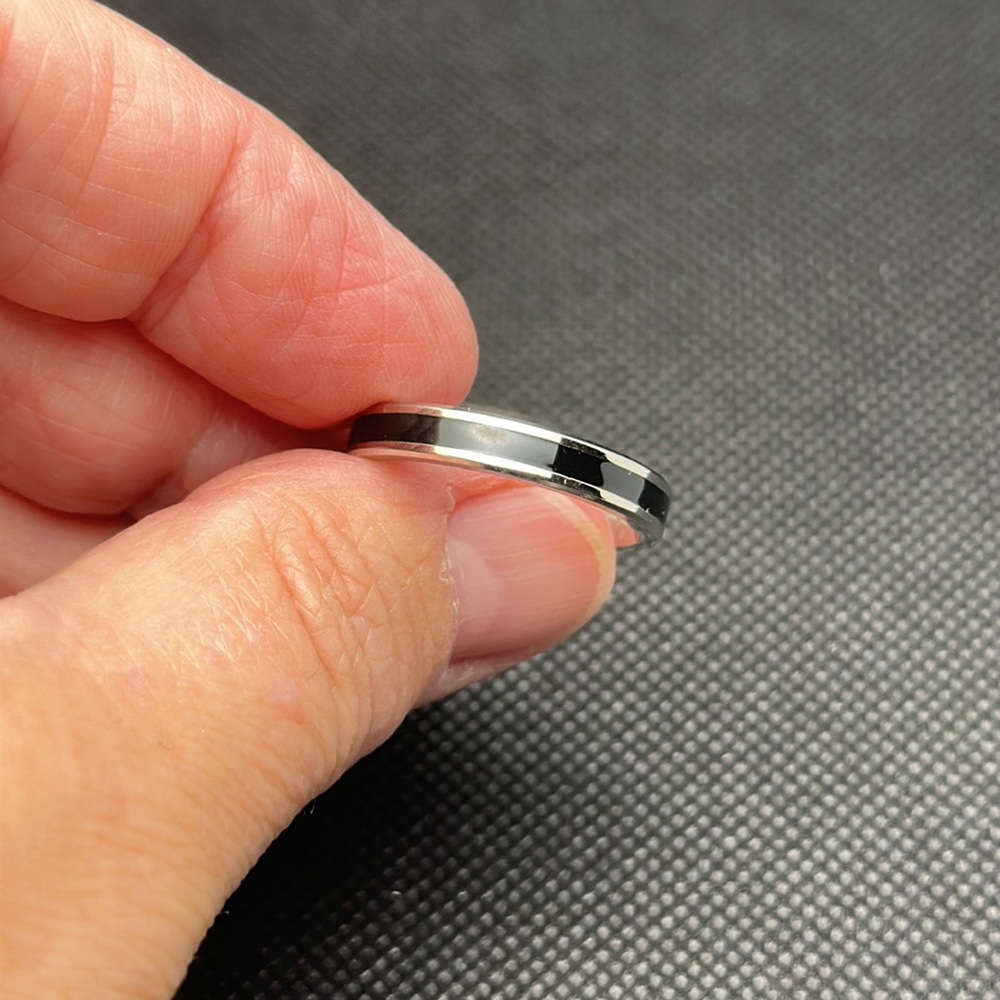 4mm Silver & Black Striped Ring
